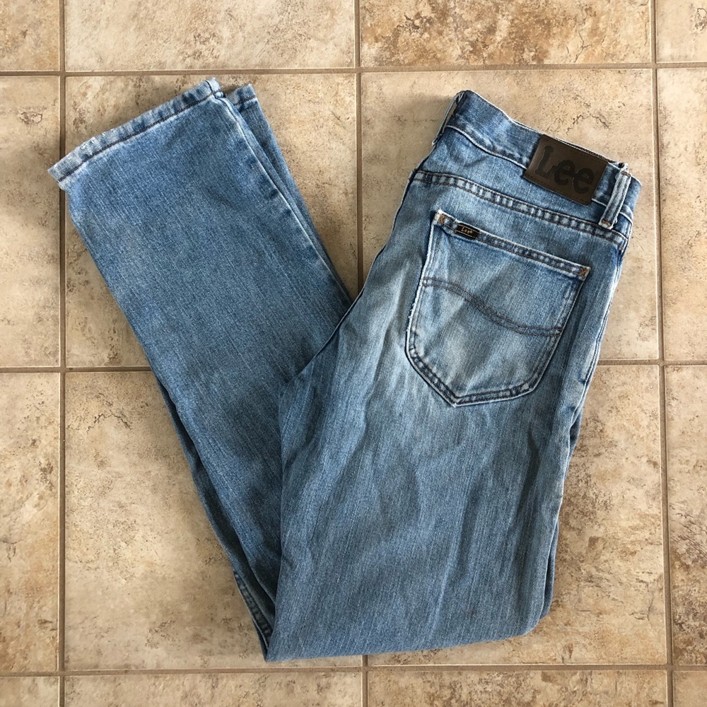 Lee Light Wash Straight-Leg Distressed Jeans